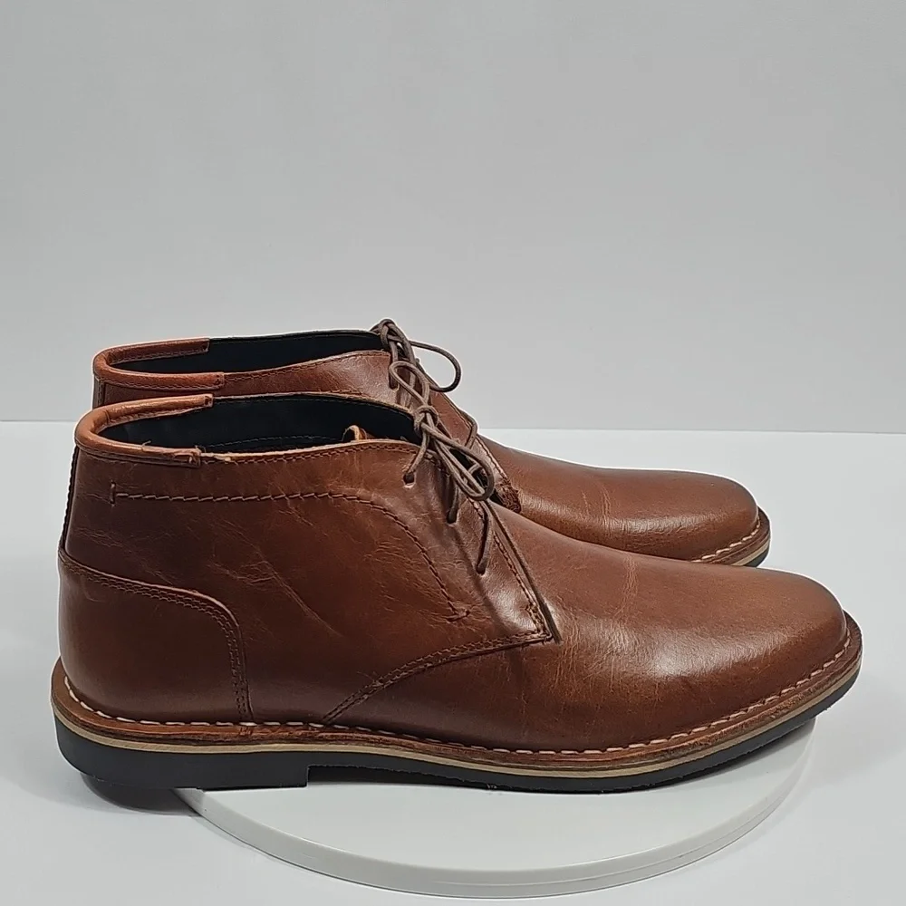 NIB Steve Madden Mens Harken Brown Leather Chukka Boots Size 11.5 Lace Up